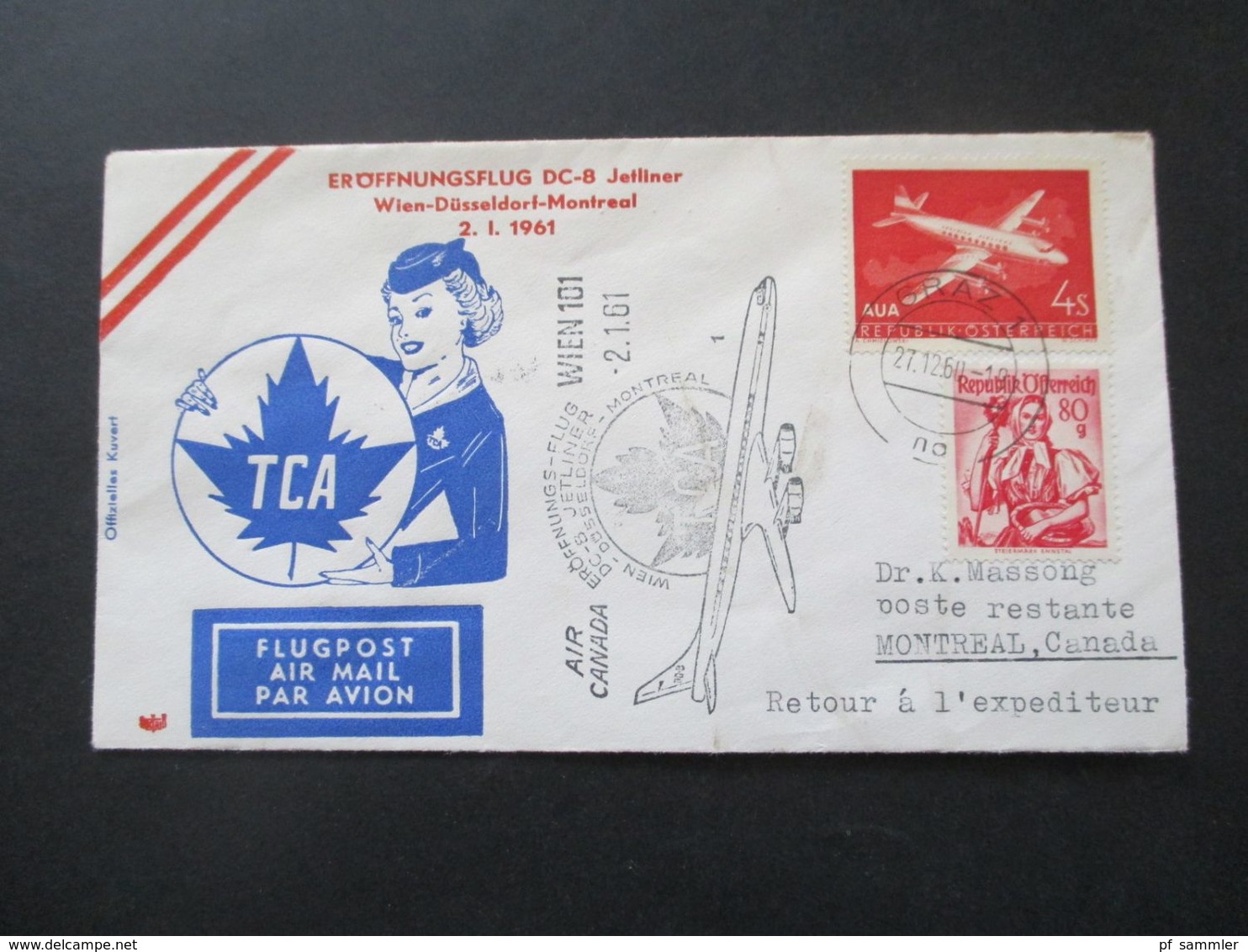 Österreich 1960 / 61 AUA Erstflüge 9 Belege + 1x Luposta Sternflug. Flugpost Belege / Poste restante