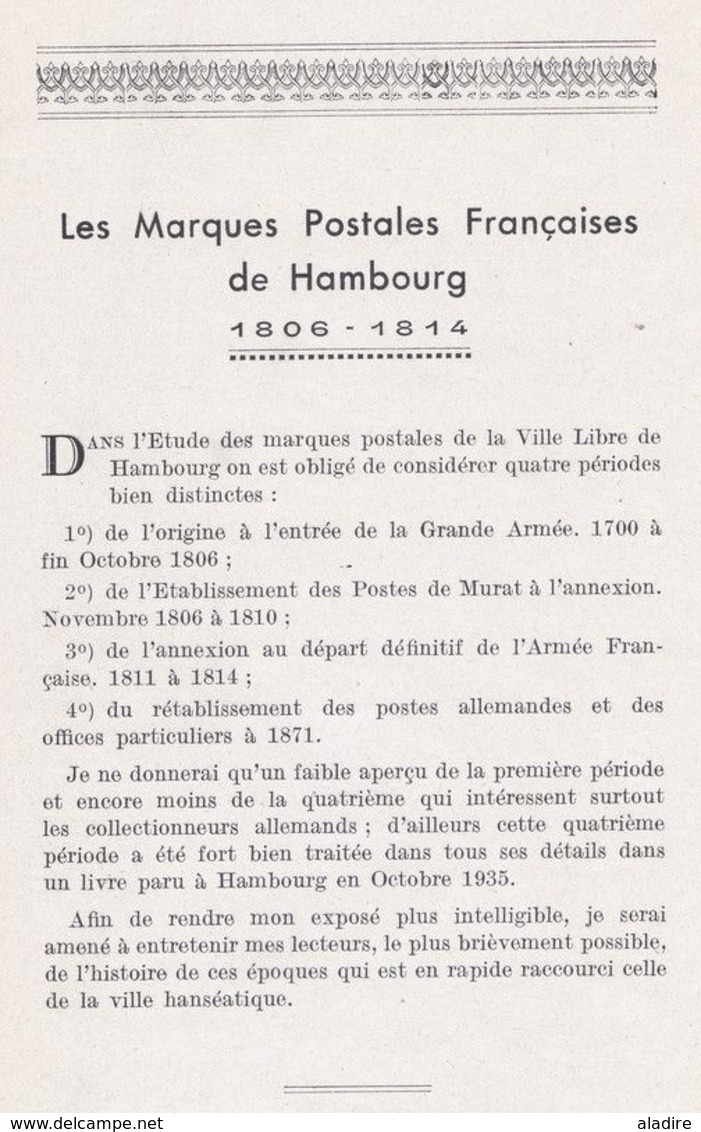 1946 - André LERALLE - Les Marques Postales Françaises De Hambourg Hamburg - Occupation Napoléonnienne 1806 - 1814 - Philatelie Und Postgeschichte
