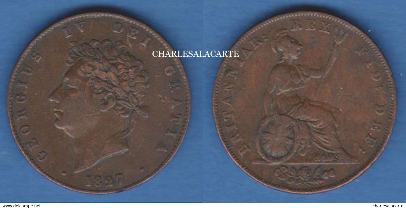 GREAT BRITAIN 1827  GEORGE IV  HALF PENNY COPPER  VERY FINE CONDITION - Altri & Non Classificati