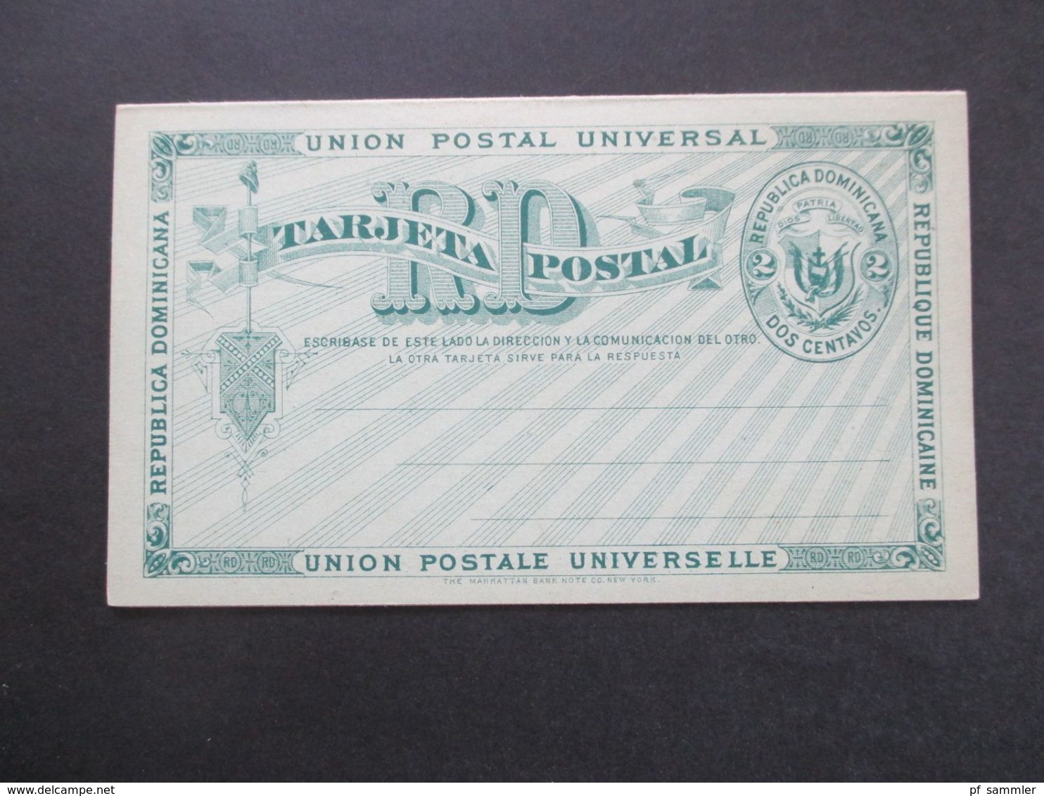 Republica Dominicana Um 1900 Ganzsache / Doppelkarte Tarjeta Postale Universelle Dos Centavos - Dominikanische Rep.