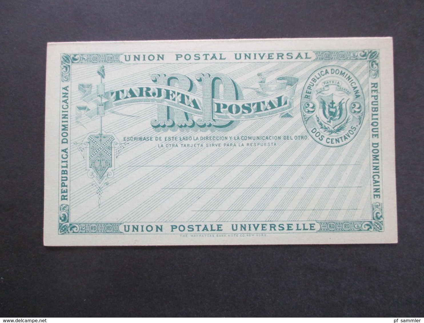 Republica Dominicana Um 1900 Ganzsache / Doppelkarte Tarjeta Postale Universelle Dos Centavos - Dominican Republic