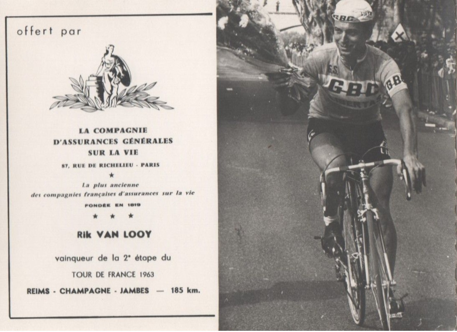 Rik Van Looy   Tour De France 1963  Carte / Card - Cyclists - Cyclisme - Ciclismo -wielrennen - Radsport