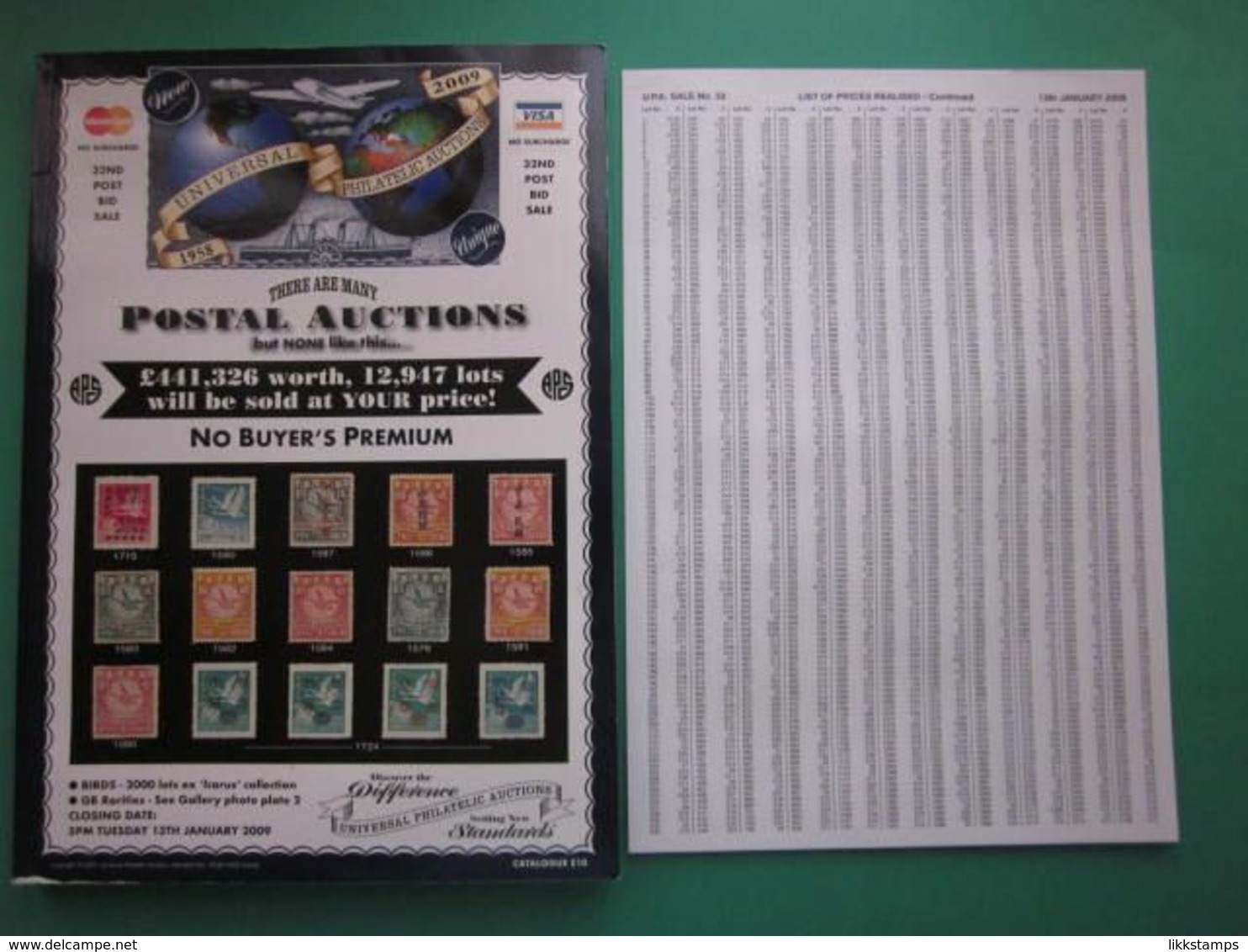 UNIVERSAL PHILATELIC AUCTIONS CATALOGUE FOR SALE No.32 TUESDAY 13th JANUARY 2009 #L0188 - Catalogues For Auction Houses