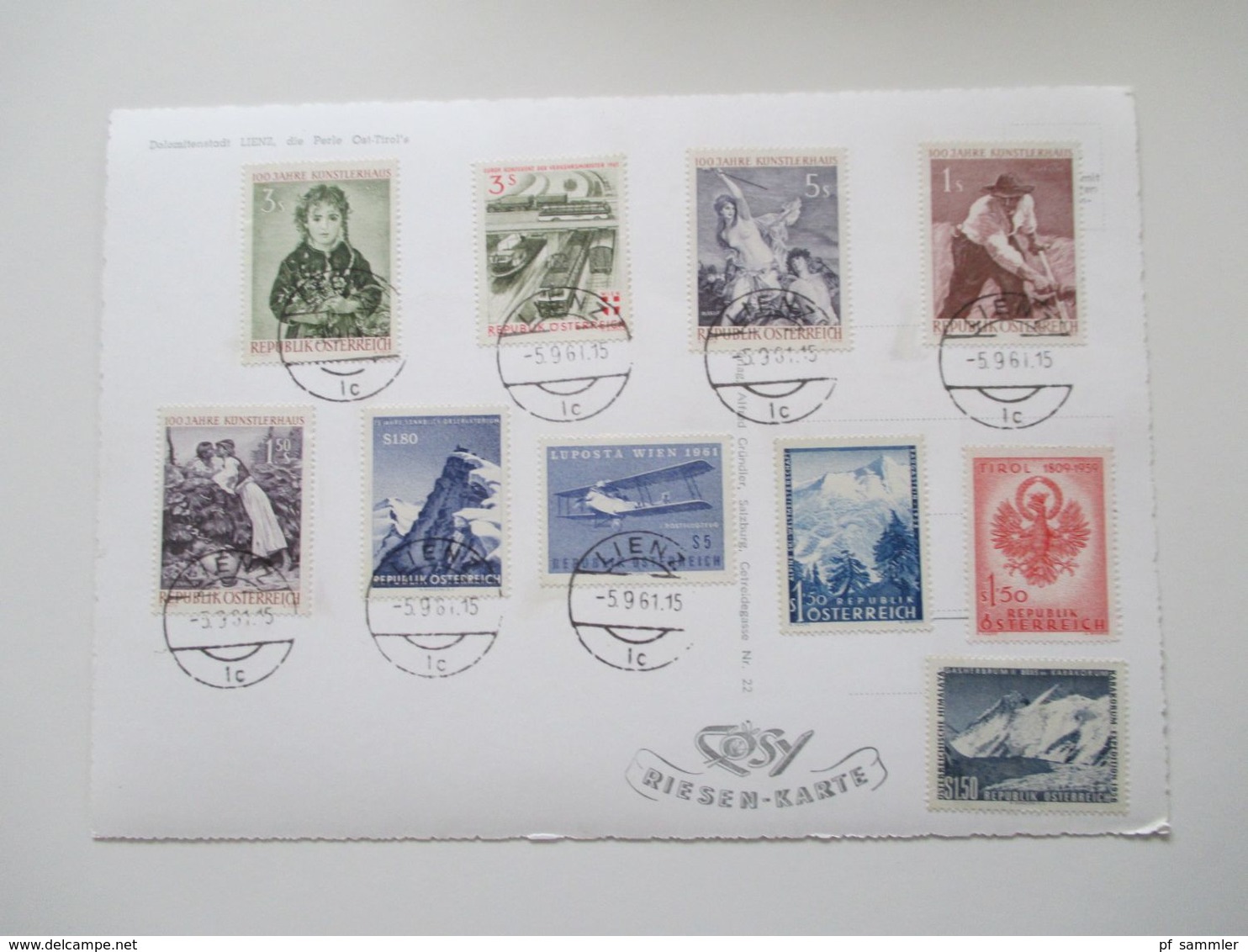 Österreich 1961 und 1964 z. B. Winterspiele 3 riesen Postkarten mit vielen Marken und Sonderstempel