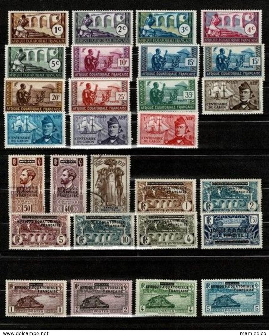 A.E.F. Collection De 139 Timbres . Neufs Et Oblitérés, Tous Scannés. Très Bon état. Rares Traces De Charnières. - Collections (sans Albums)