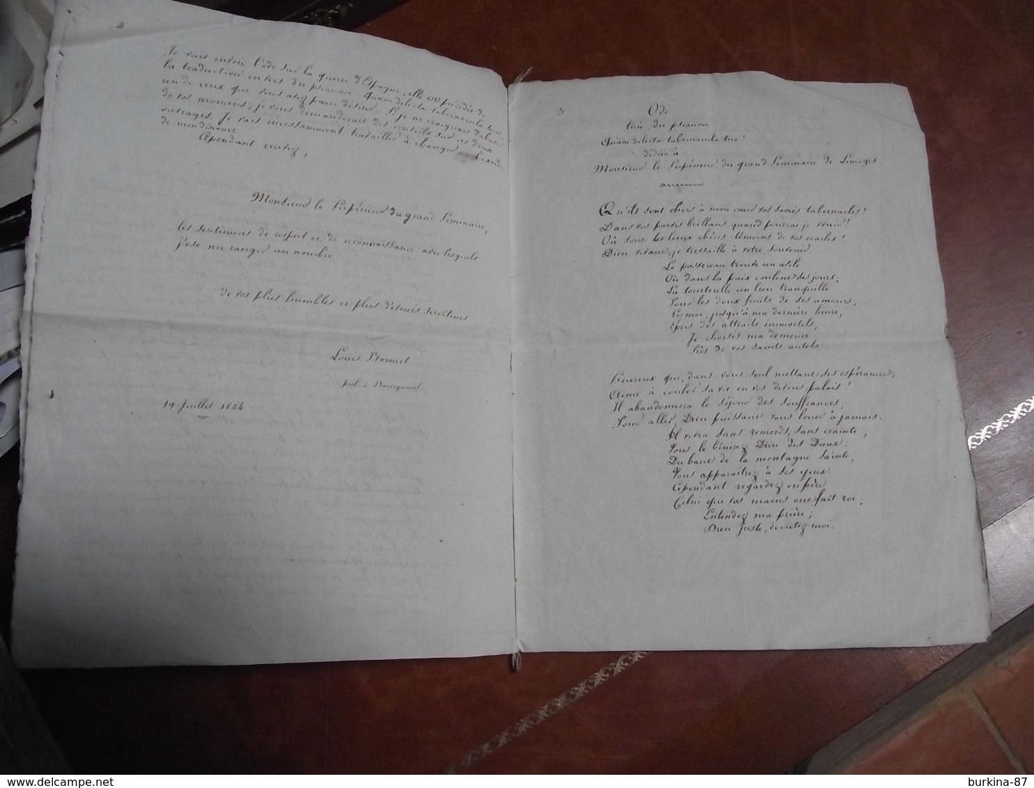 Manuscrit,  Intitulé,  ODES Daté De 1824,8 Pages - Manuscripts