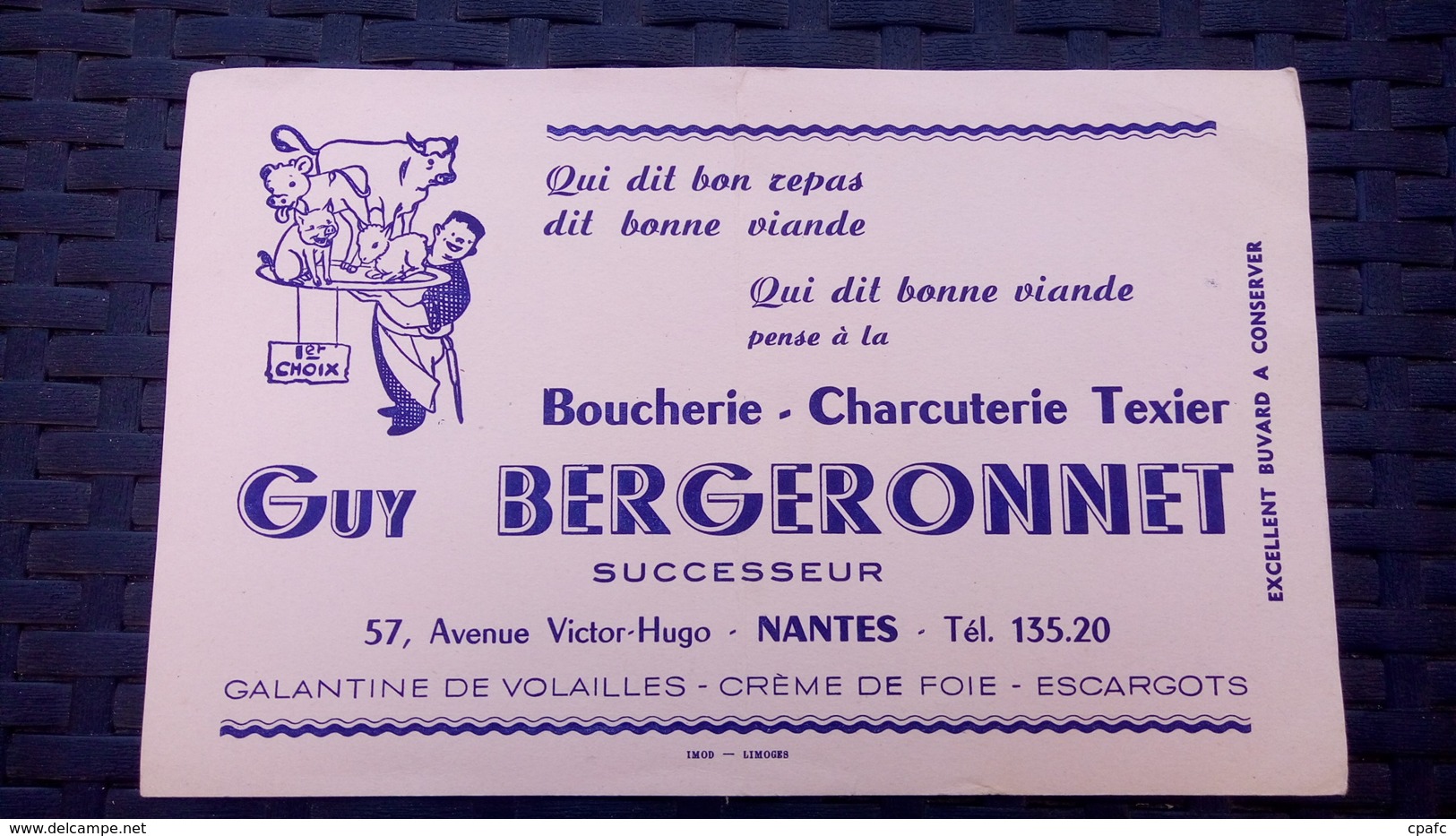 Buvard - Guy Bergeronnet, 57 Avenue Victor Hugo, Nantes / Boucherie, Charcuterie Texier - B