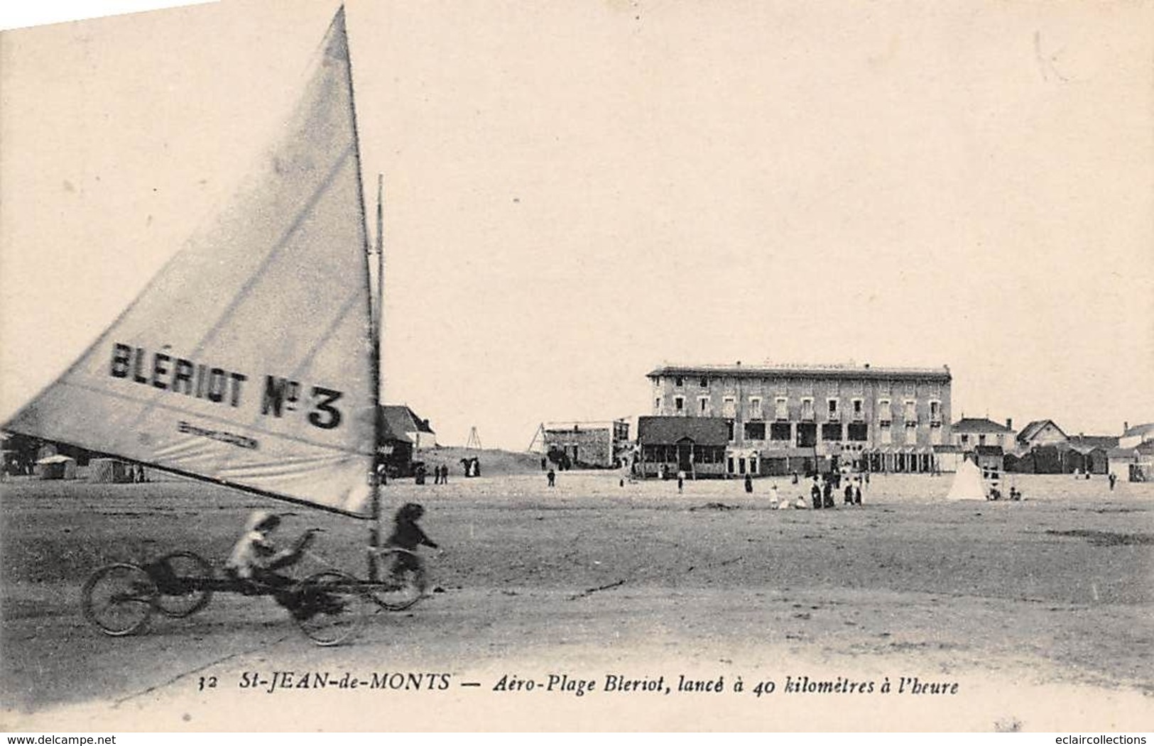 Thème Sport Nautique:   :     Char A Voile  Aéro Plage Blériot A St Jean De Mont  85     (voir Scan) - Tiro (armas)