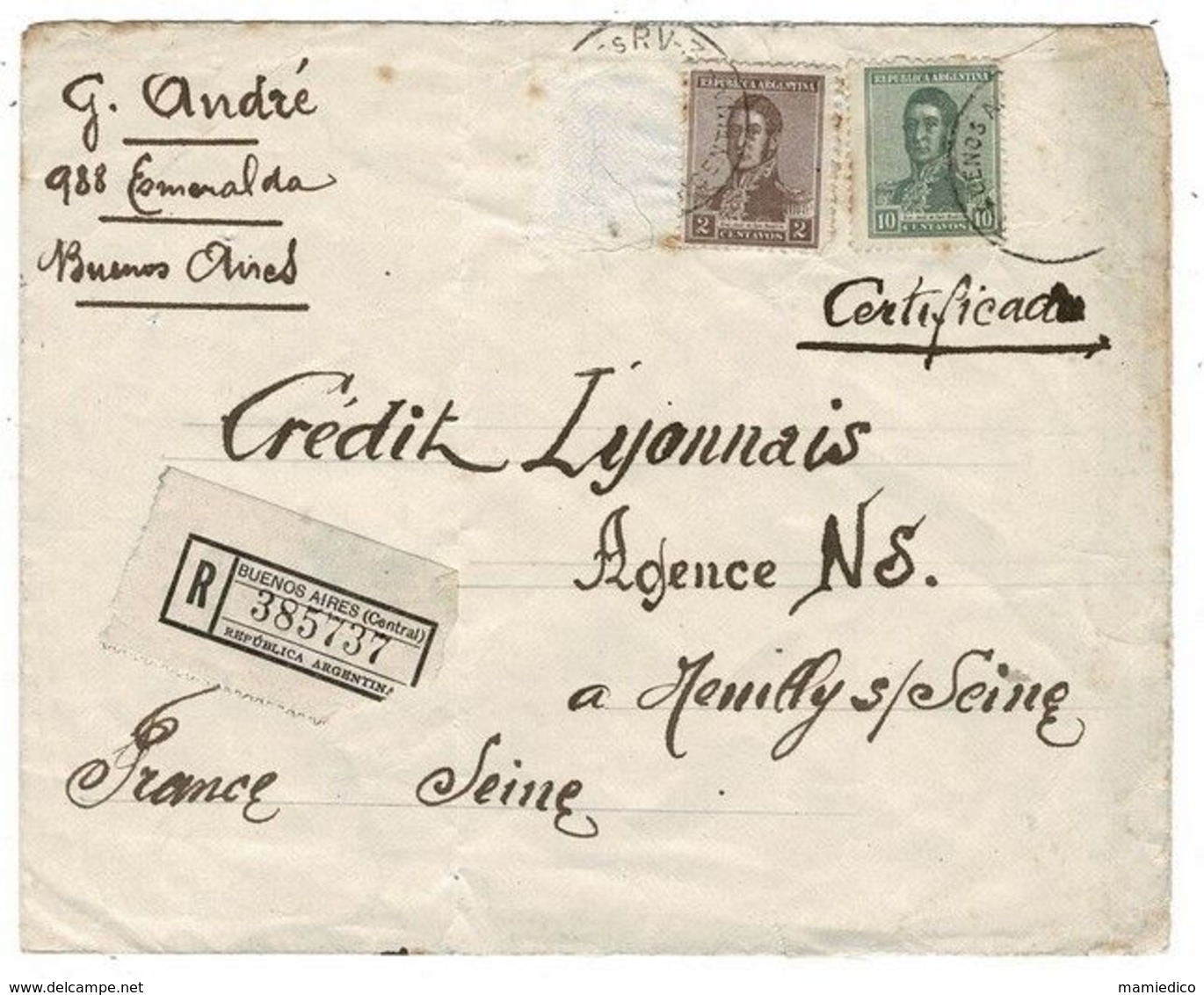 Enveloppes 1 Avec Rare Vignette Française: "Pour Les Droits De L'Homme"expédiée D'Argentine 1922+1 US 1er HOMME Sur Lune - Fantasy Labels