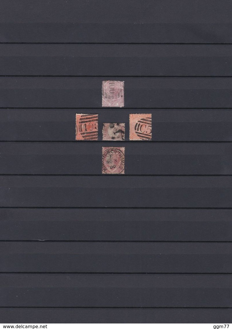 5 TIMBRES GRANDE-BRETAGNE OBLITERES DE 1865 à 1875     Cote : 390 € - Used Stamps