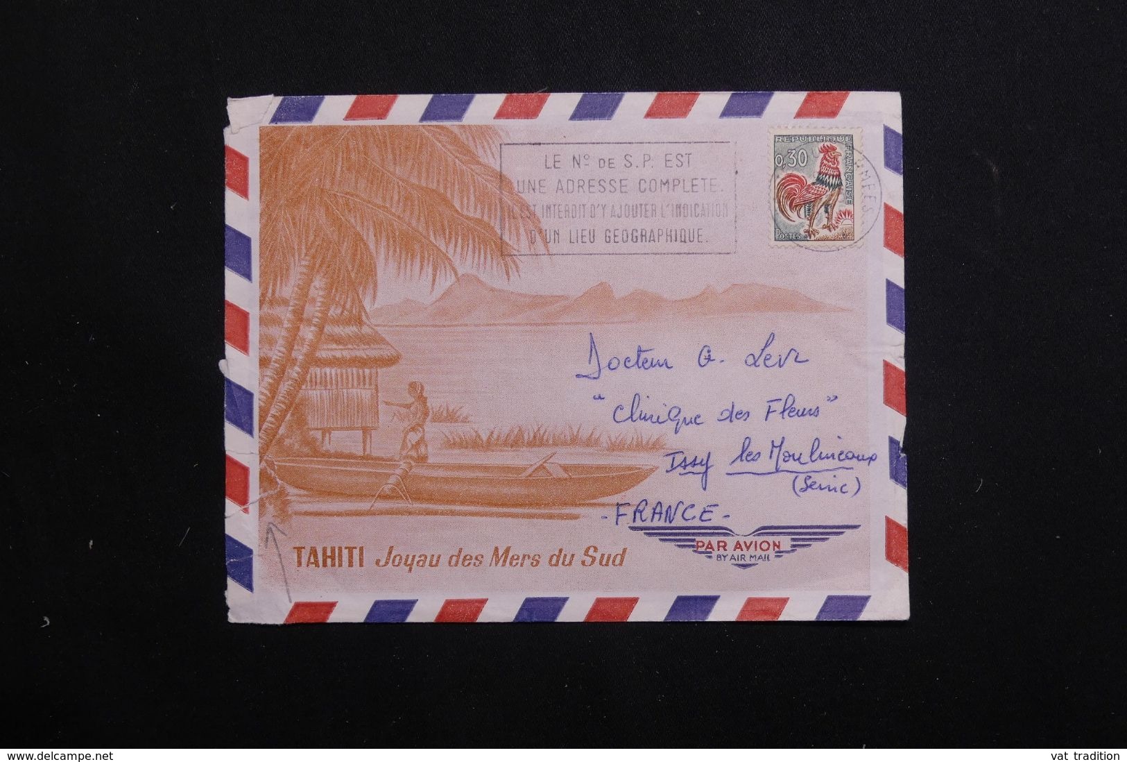 POLYNÉSIE - Enveloppe Touristique De Tahiti Du SP 91310 Pour La France En 1965  - L 62604 - Briefe U. Dokumente