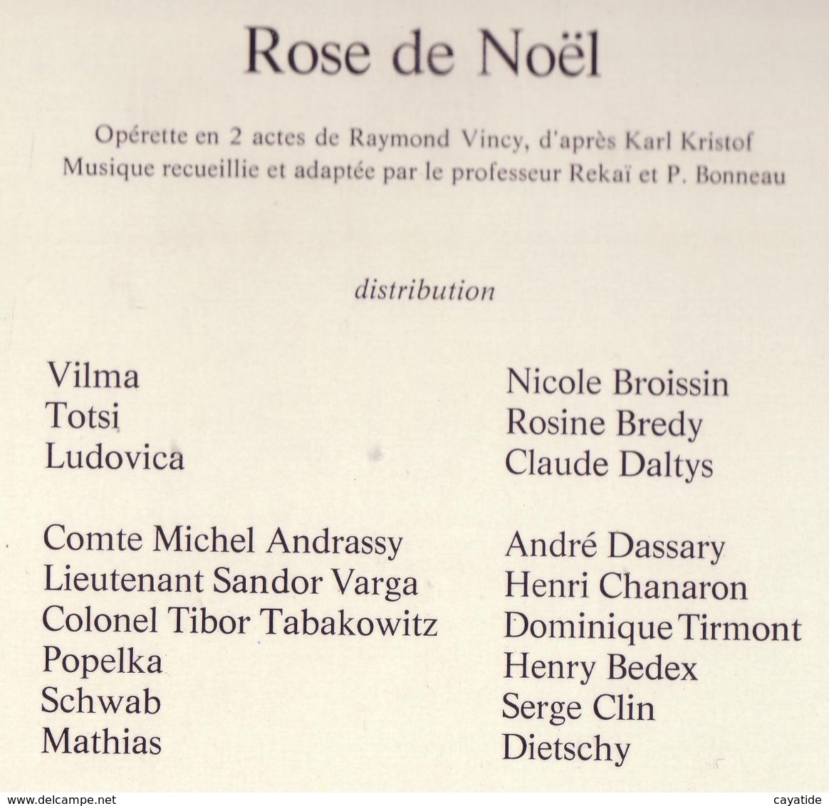 ROSE DE NOEL - Opéra & Opérette