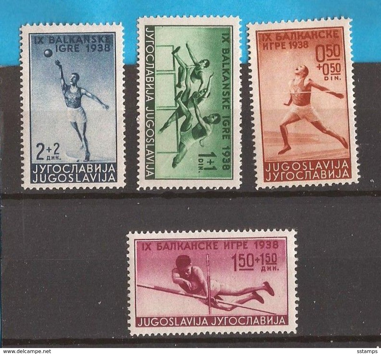 1-ALB  1938 362-65   SPORT BALKANSPIELE  ATLETICA  JUGOSLAVIJA JUGOSLAWIEN KOENIGREICH  MNH - Salto