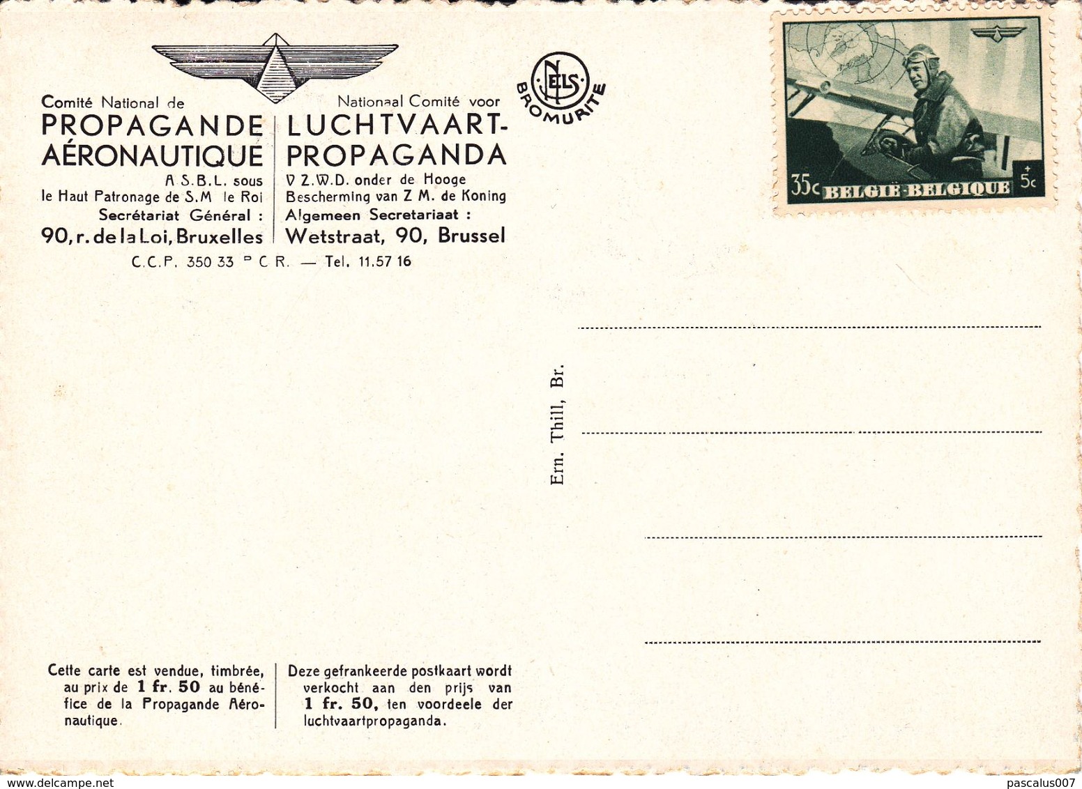 B01-136 - Carte Postale De S.m. Le Roi Léopold III - Propagande Aéronautique Du 15-03-1938 - COB 467 - 1934-1951