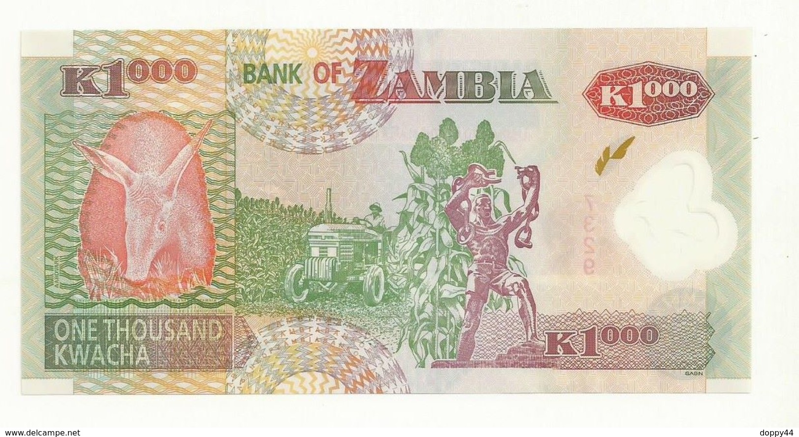 BILLET  NEUF  ZAMBIE  1000 KWACHA   ANNEE 2008    NEUF  SUPERBE. BILLET EN POLYMER - Zambie