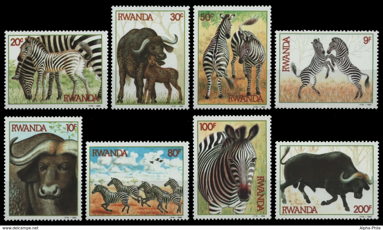 Ruanda 1984 - Mi-Nr. 1283-1290 ** - MNH - Wildtiere / Wild Animals - Unused Stamps