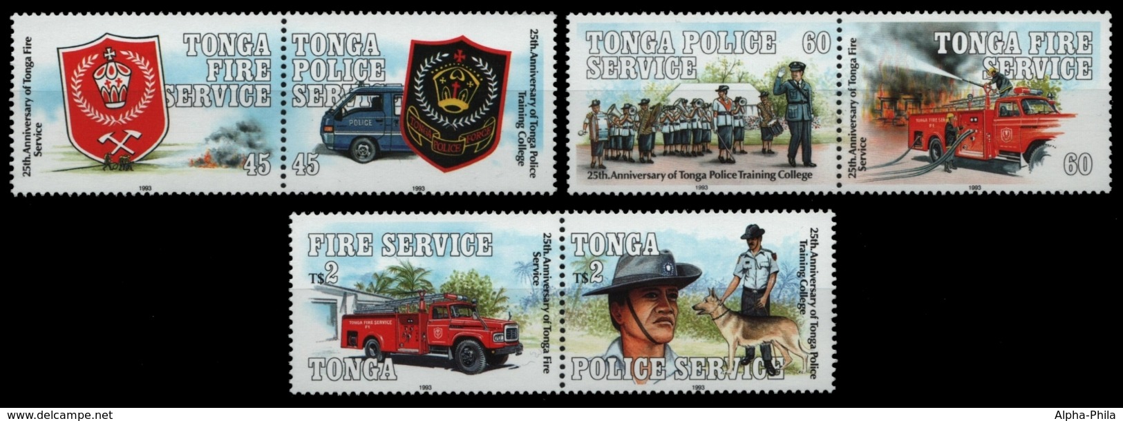 Tonga 1993 - Mi-Nr. 1280-1285 ** - MNH - Feuerwehr / Fire Service - Tonga (1970-...)