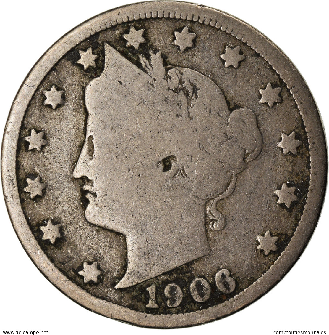 Monnaie, États-Unis, Liberty Nickel, 5 Cents, 1906, U.S. Mint, Philadelphie - 1883-1913: Liberty