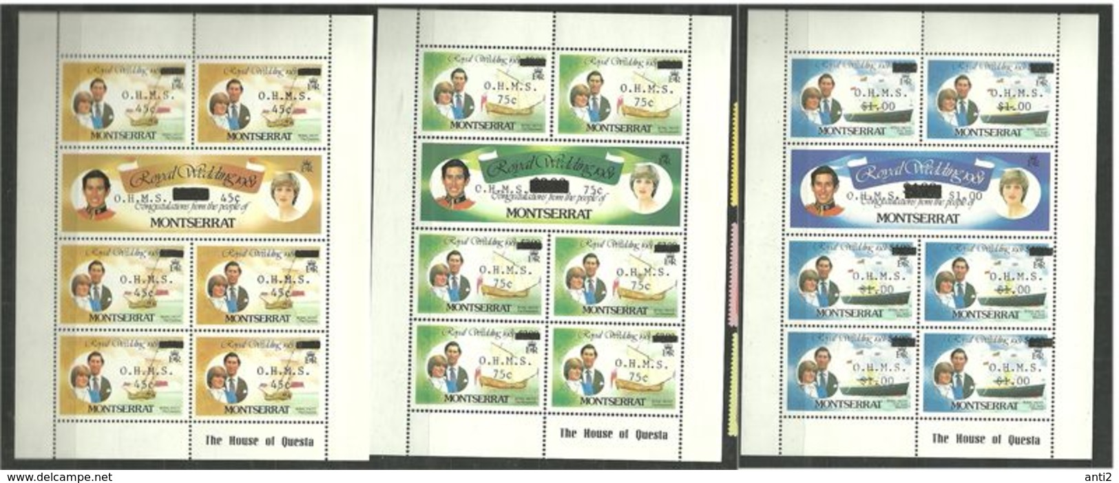 Montserrat 1981 Royal Wedding Prince Charles And Lady Diana, Mi 465-470 In 3 Sheetlets MNH(**) - Montserrat