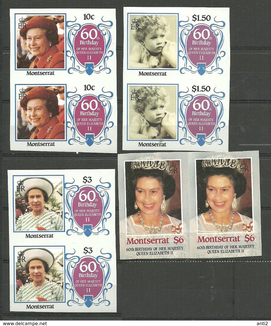 Montserrat 1986 Queen Elisabeth II's 60th Birthday Mi 617-620 X 2  No Perforation  MNH(**) - Montserrat