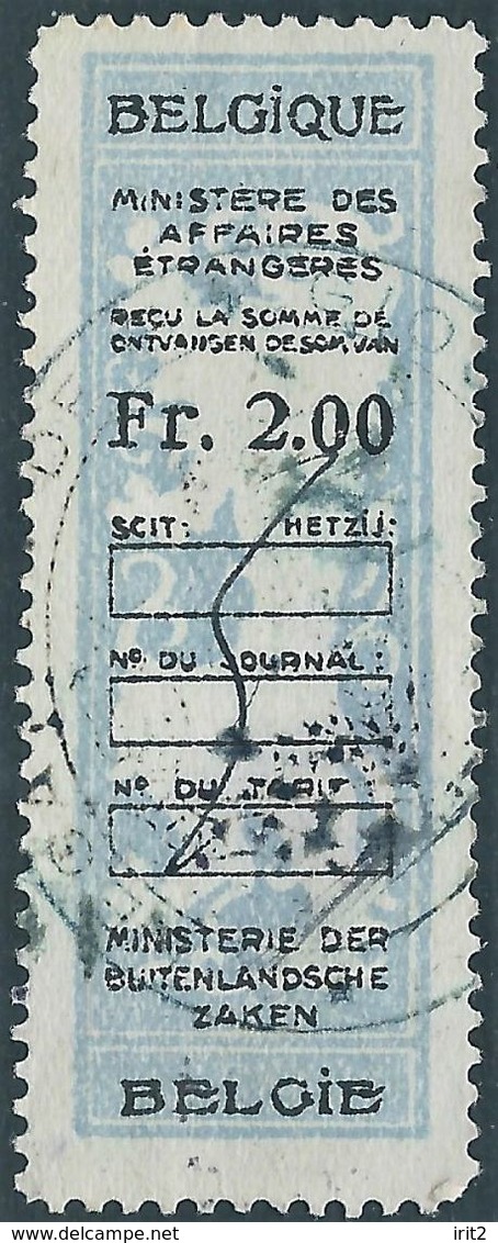 BELGIO BELGIUM BELGIE BELGIQUE,Revenue Stamp Tax Ministerial 2.00 Fr. Used - Stamps