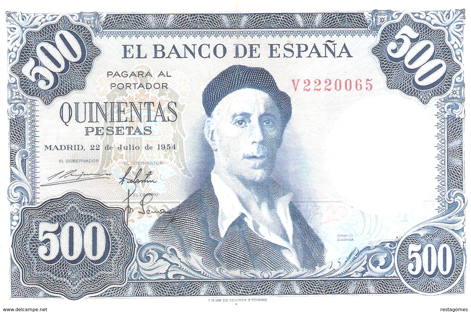 Spain 500 Pesetas 1954 - 1000 Pesetas