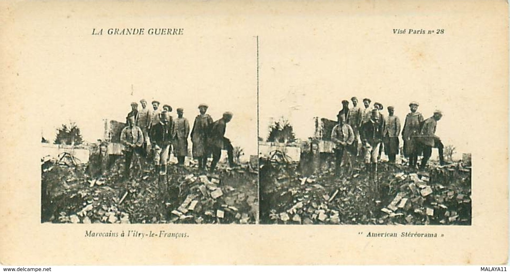 LA GRANDE GUERRE - MAROCAINS A L'ILRY-LE-FRANCOIS - Stereoscope Cards