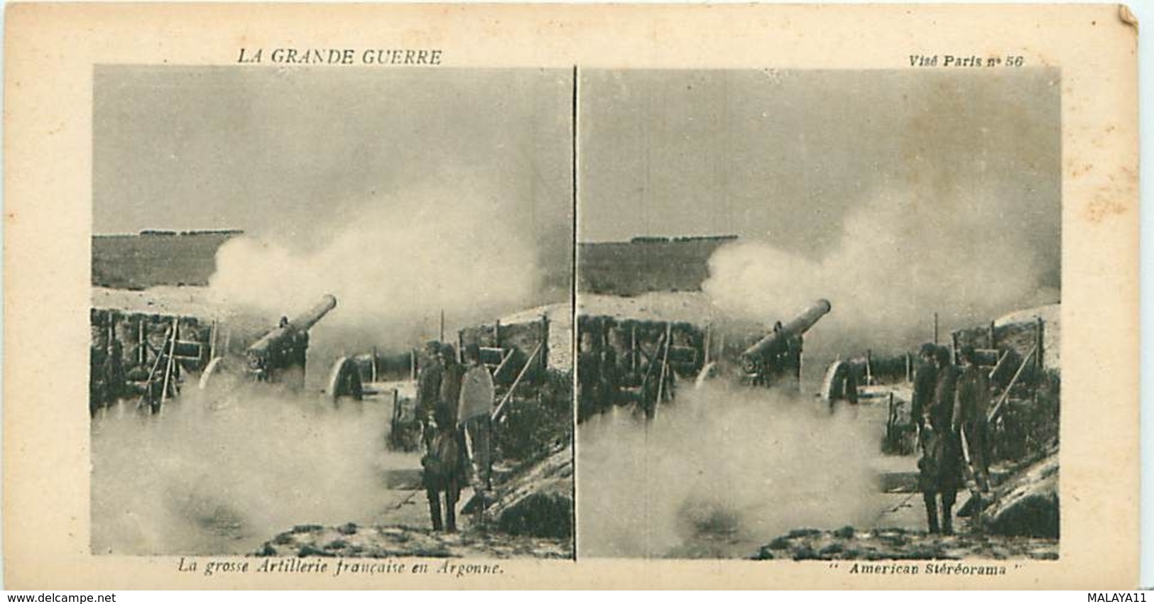 LA GRANDE GUERRE - LA GROSSE ARTILLERIE FRANÇAISE EN ARGONNE - Cartes Stéréoscopiques