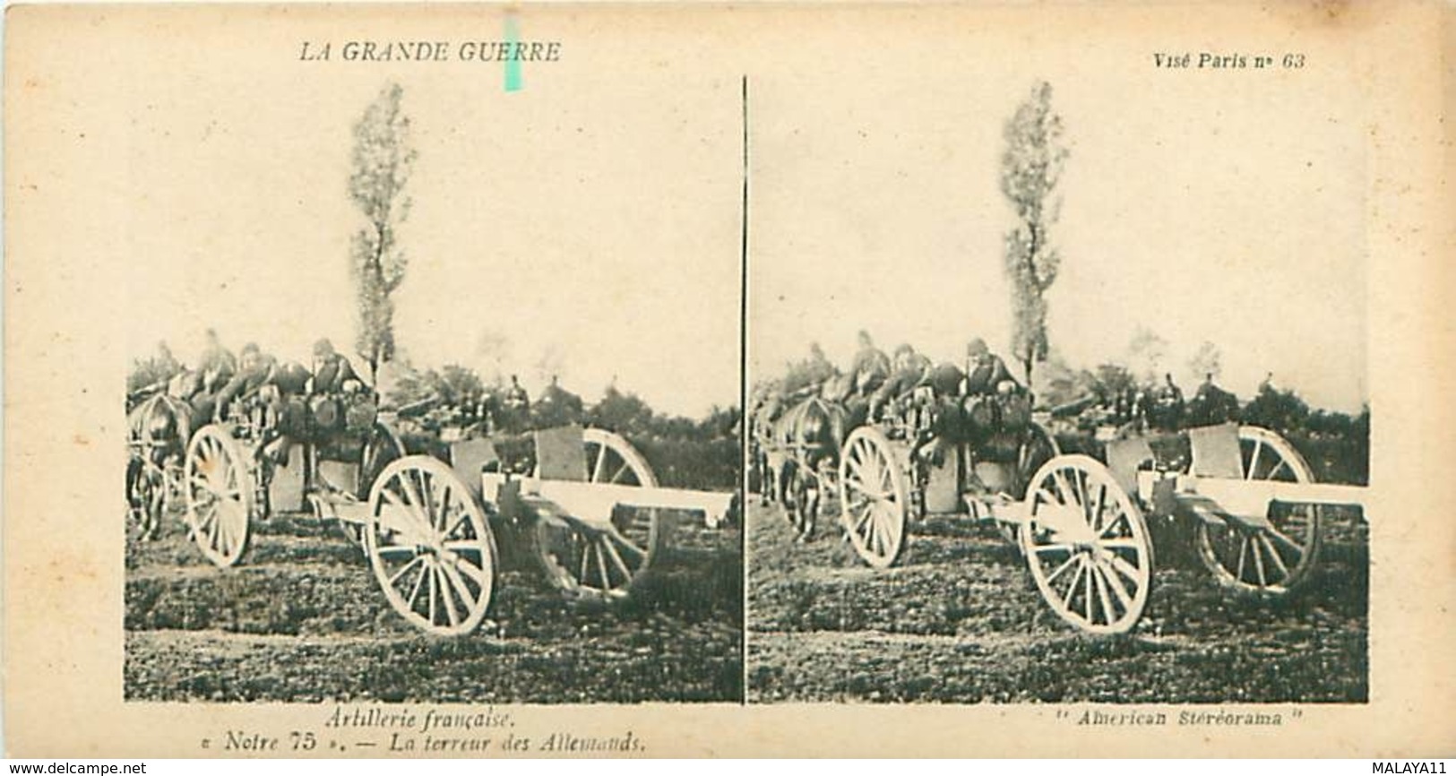 LA GRANDE GUERRE - ARTILLERIE FRANÇAISE - "NOTRE 75" - LA TERREUR DES ALLEMANDS - Cartes Stéréoscopiques