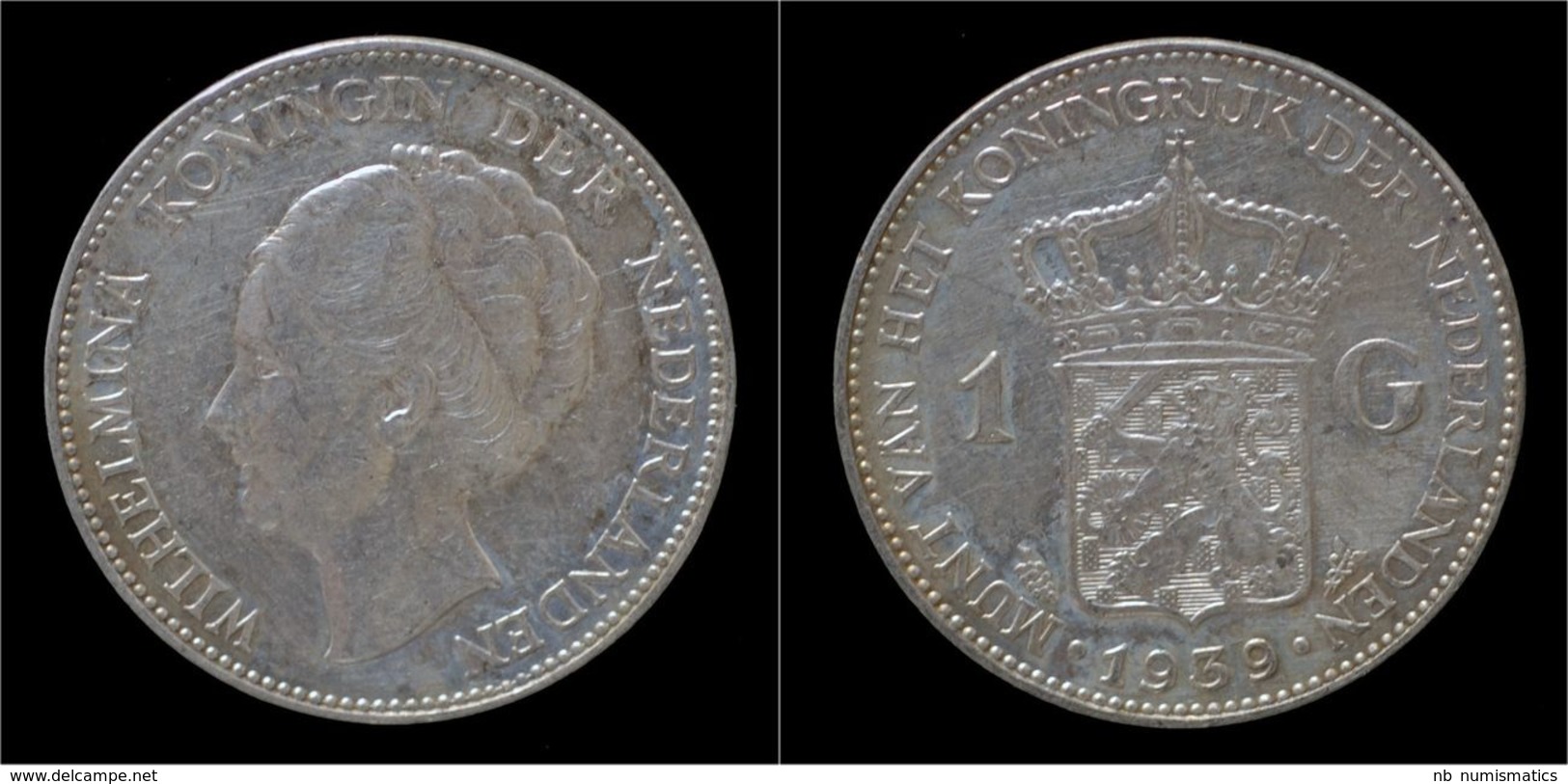 Netherlands Wilhelmina I 1 Gulden 1939 - 1 Florín Holandés (Gulden)