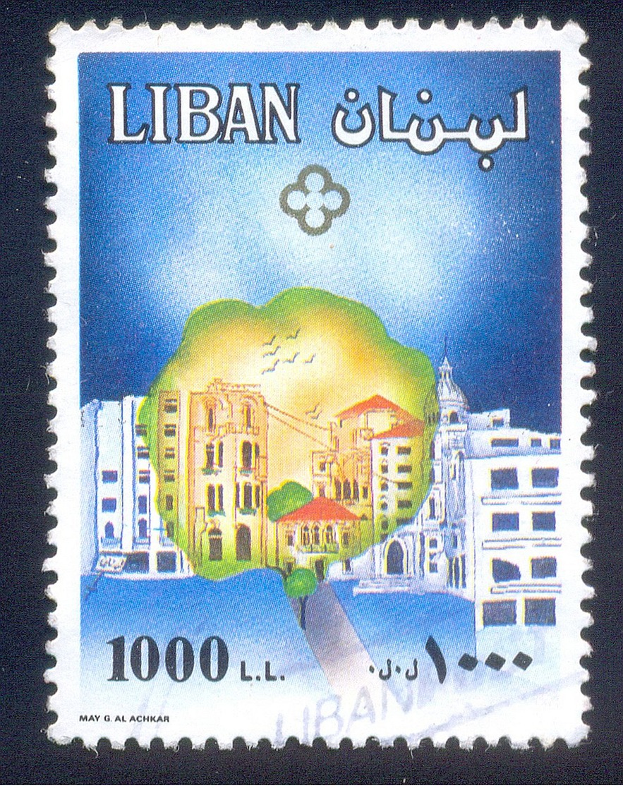 LEBANON 1000L USED STAMP 57385 BUILDING ARCHITECTURE - Líbano