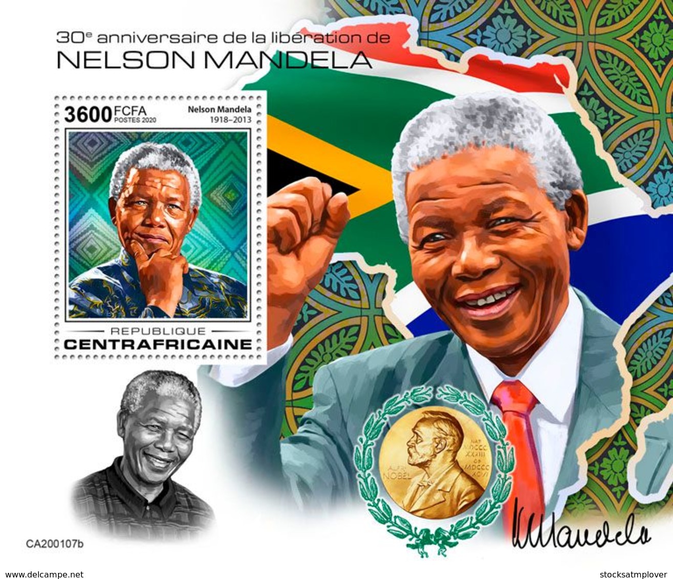 Central Africa 2020 Nelson Mandela ; Nobel Peace Prize  S202003 - Central African Republic