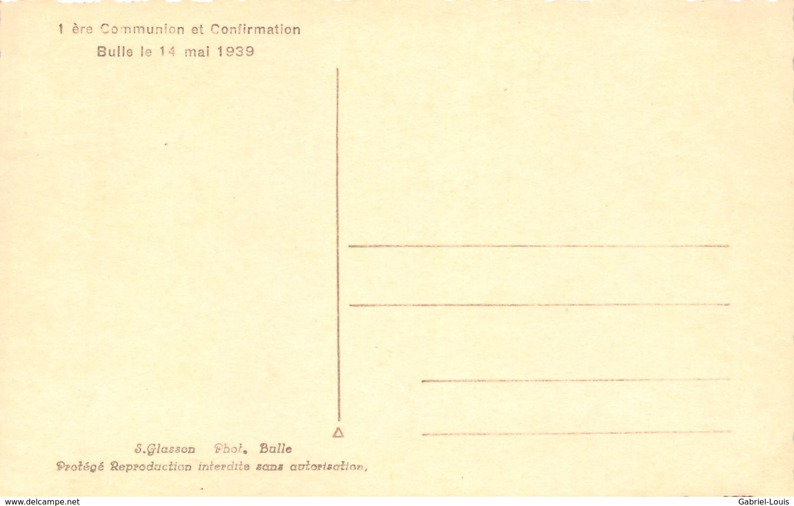 Bulle Communion Et Confirmation 14 Mai 1939 - Bulle