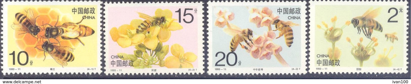 1993. China, Bees, 4v, Mint/** - Unused Stamps