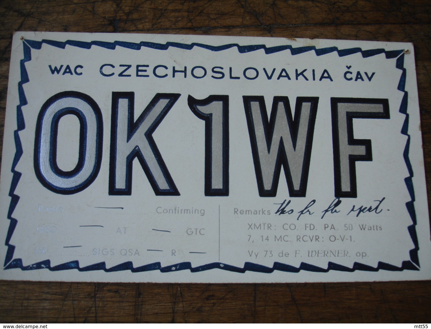 Ceskolovensko  Ok1wf   Carte Qsl Radio Amateur - Radio-amateur