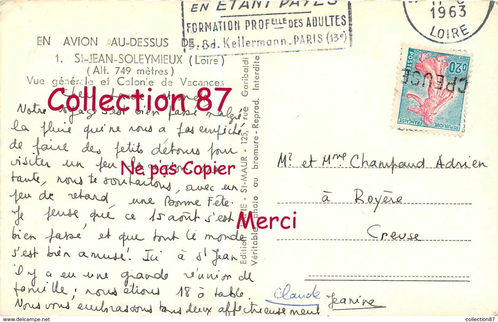 42 ☺♦♦ SAINT JEAN SOLEYMIEUX < VUE AERIENNE LAPIE N° 1 < COLONIE De VACANCES Et VUE PANORAMIQUE - Saint Jean Soleymieux