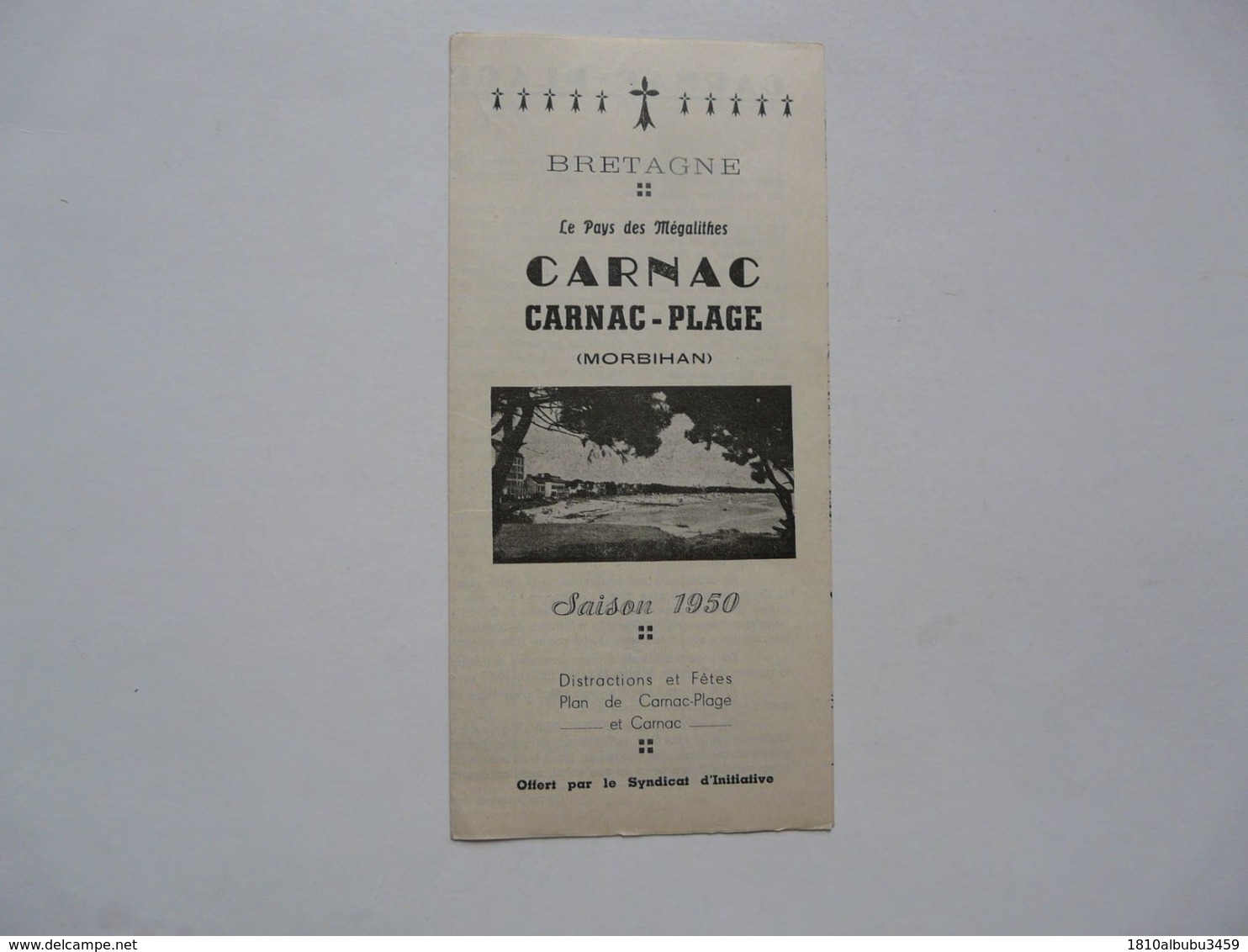 VIEUX PAPIERS - DEPLIANT TOURISTIQUE : CARNAC PLAGE - Saison 1950 - Tourism Brochures