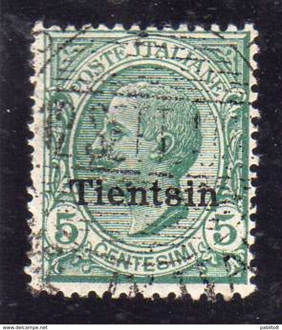 TIENTSIN  TIENSTIN 1917 - 1918 SOPRASTAMPATO D'ITALIA ITALY OVERPRINTED CENT. 5c USATO USED OBLITERE' - Tientsin