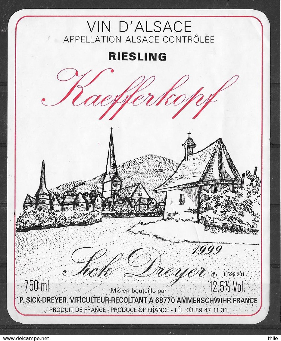 ALSACE - Riesling Kaefferkopf 1999 - Sick-Dreyer à Ammerschwihr (état Neuf) - Riesling