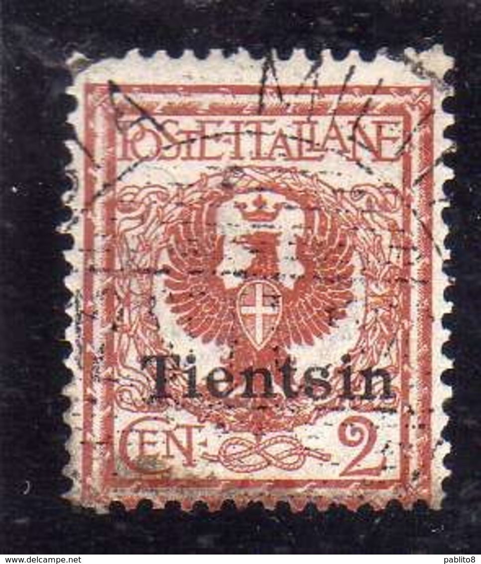 TIENTSIN  TIENSTIN 1917 - 1918 SOPRASTAMPATO D'ITALIA ITALY OVERPRINTED CENT. 2c USATO USED OBLITERE' - Tientsin