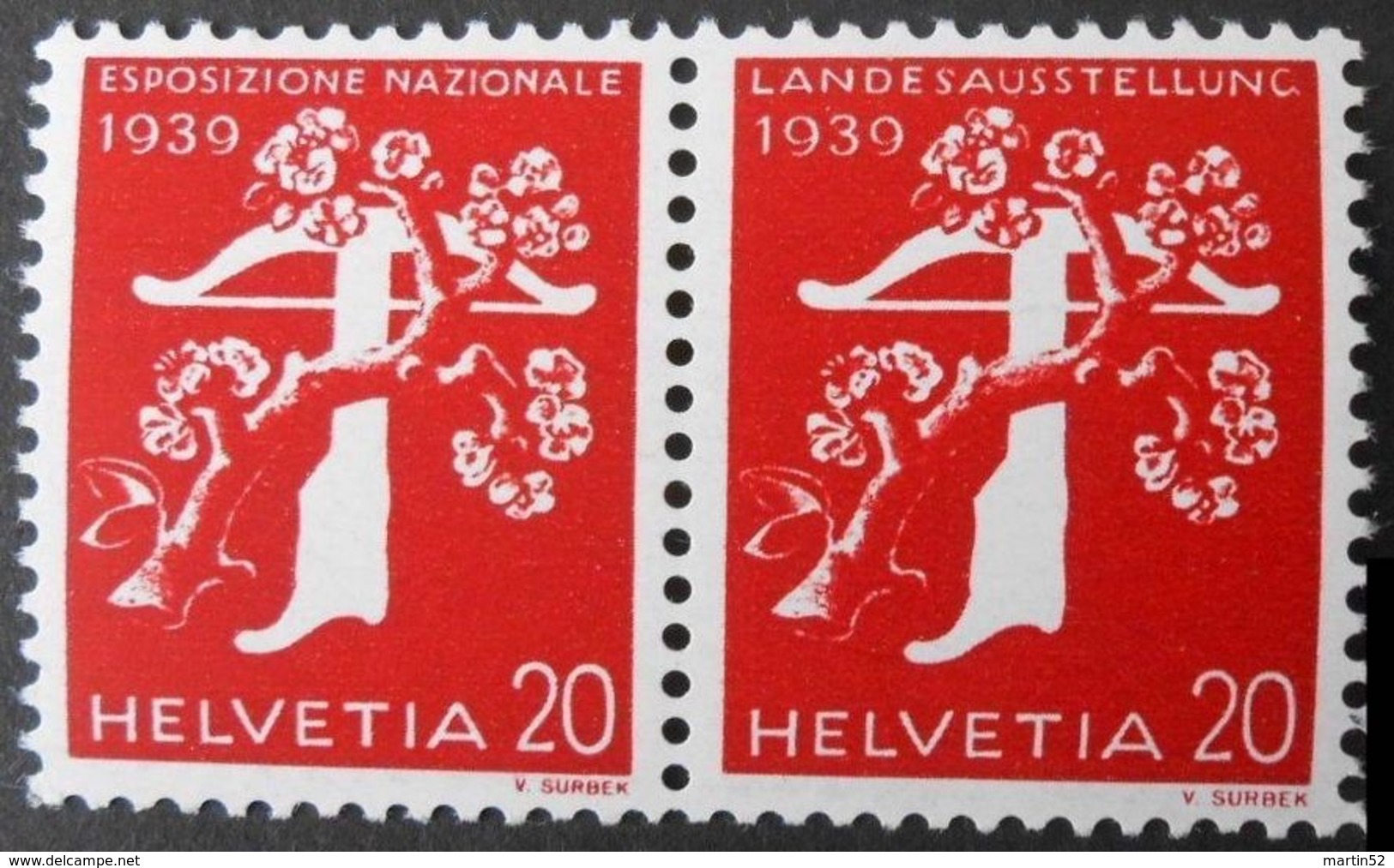 Schweiz Suisse 1939: Zu 238yR.01 (mit Nummer N3525) + 230yR = Paar Z27f Michel 354yR + 346y = W23 ** MNH (Zu CHF 39.00) - Rouleaux
