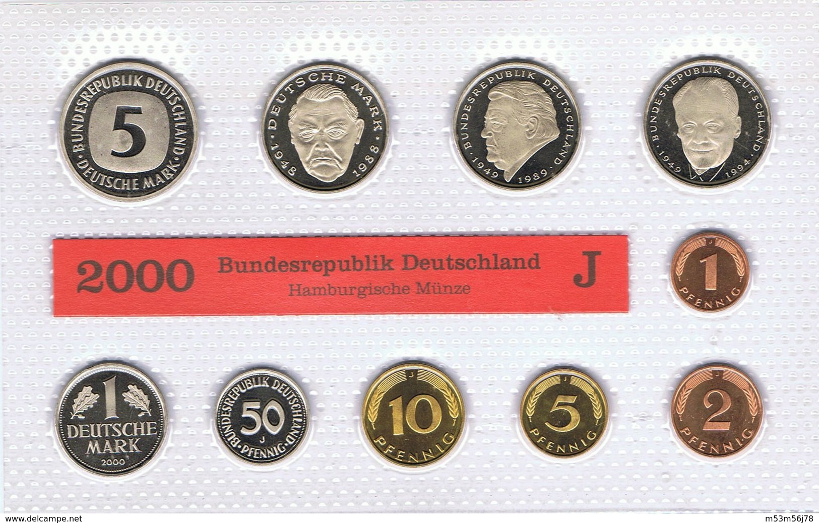 DM Münzsatz Aus Dem Jahr 2000 In Stempelglanz  - Prägestätte J (Hamburg ) - Mint Sets & Proof Sets