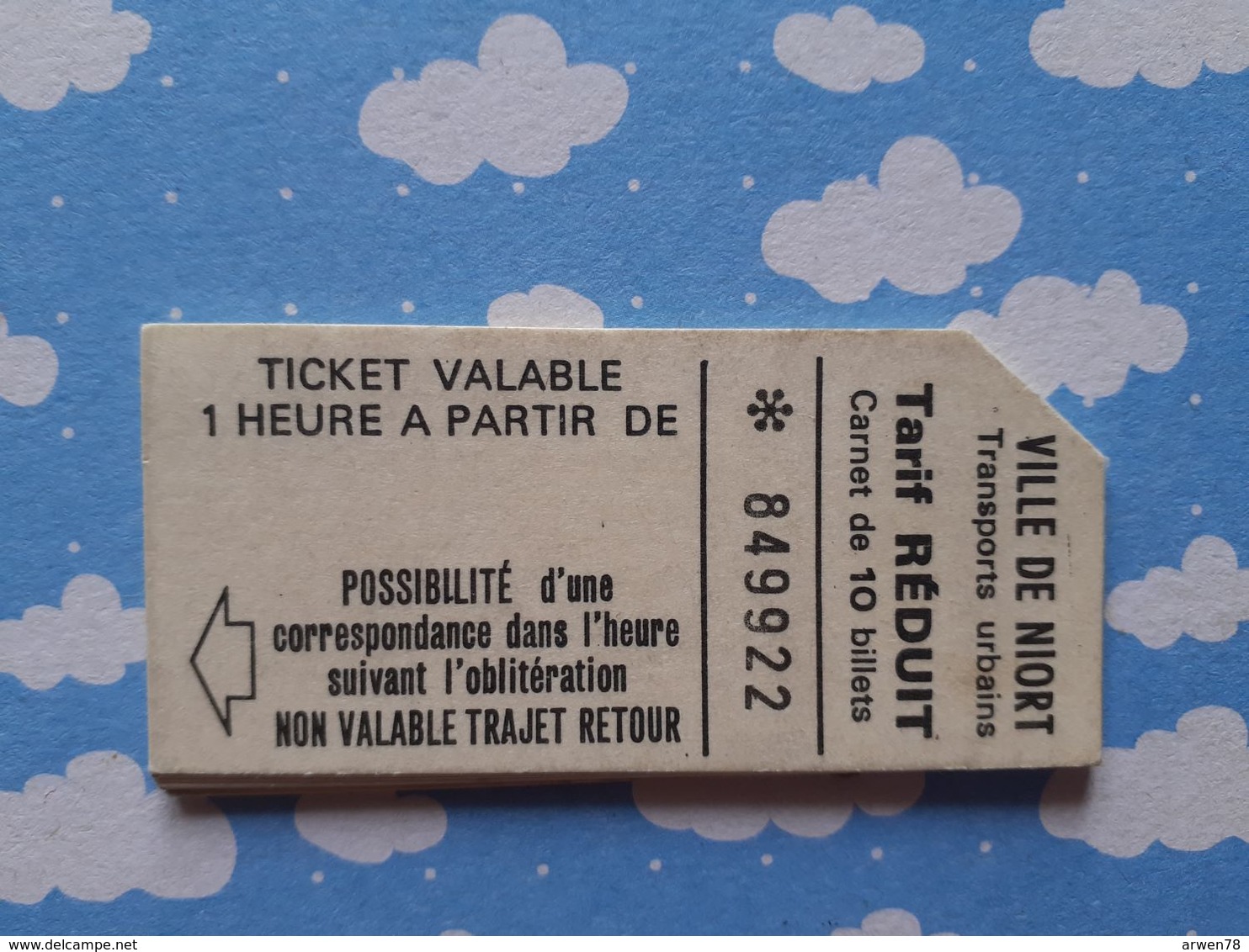 BILLET TITRE DE TRANSPORT CARNET DE 9 TICKETS TARIF REDUIT VILLE DE NIORT - Europe