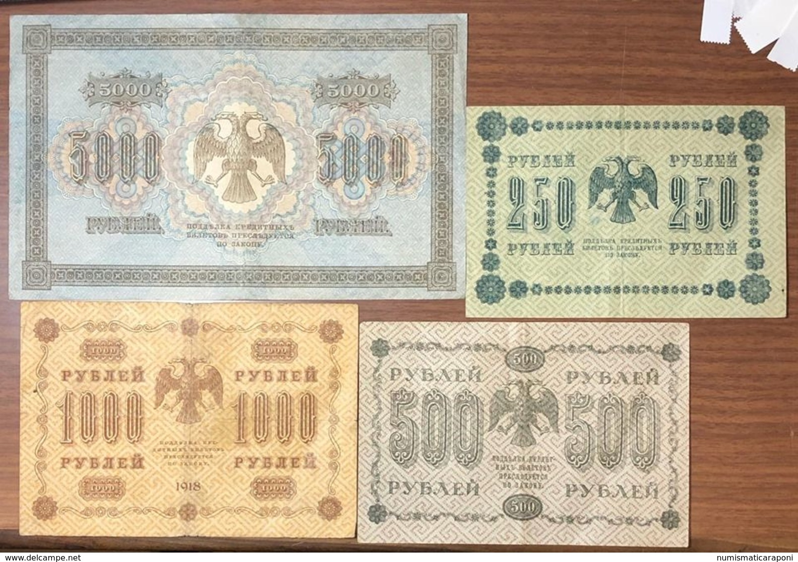 Russia 250+500+1000+5000 RUBLI Rubles 1918  Lotto 3262 - Russia