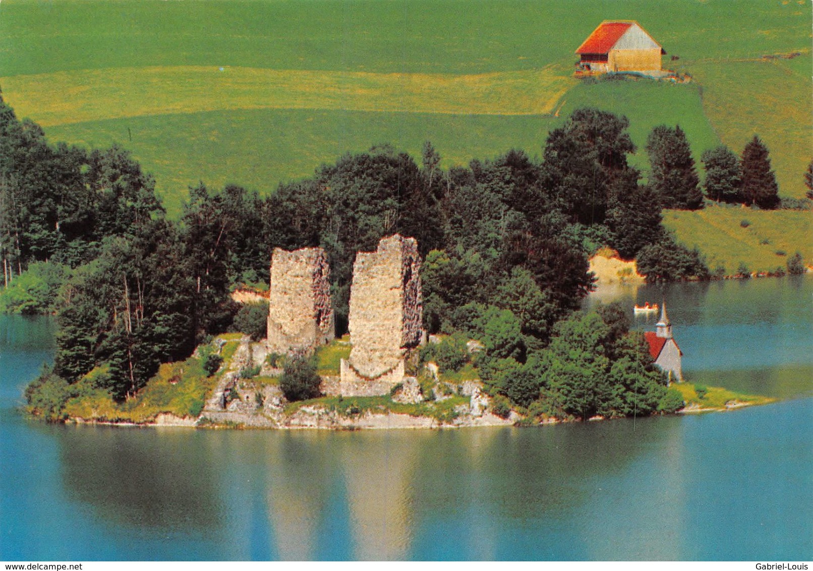 Lac De La Gruyère Ruines D'Ogoz (10 X 15 Cm) - Autres & Non Classés