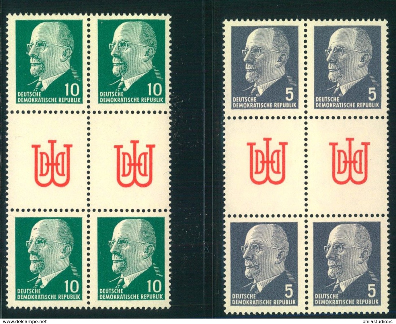 1962, 5 Und 10 Pfg. Ulbricht Je Als Herzstück Aus Markenheftchenbogen (Hz 10/11) - Se-Tenant