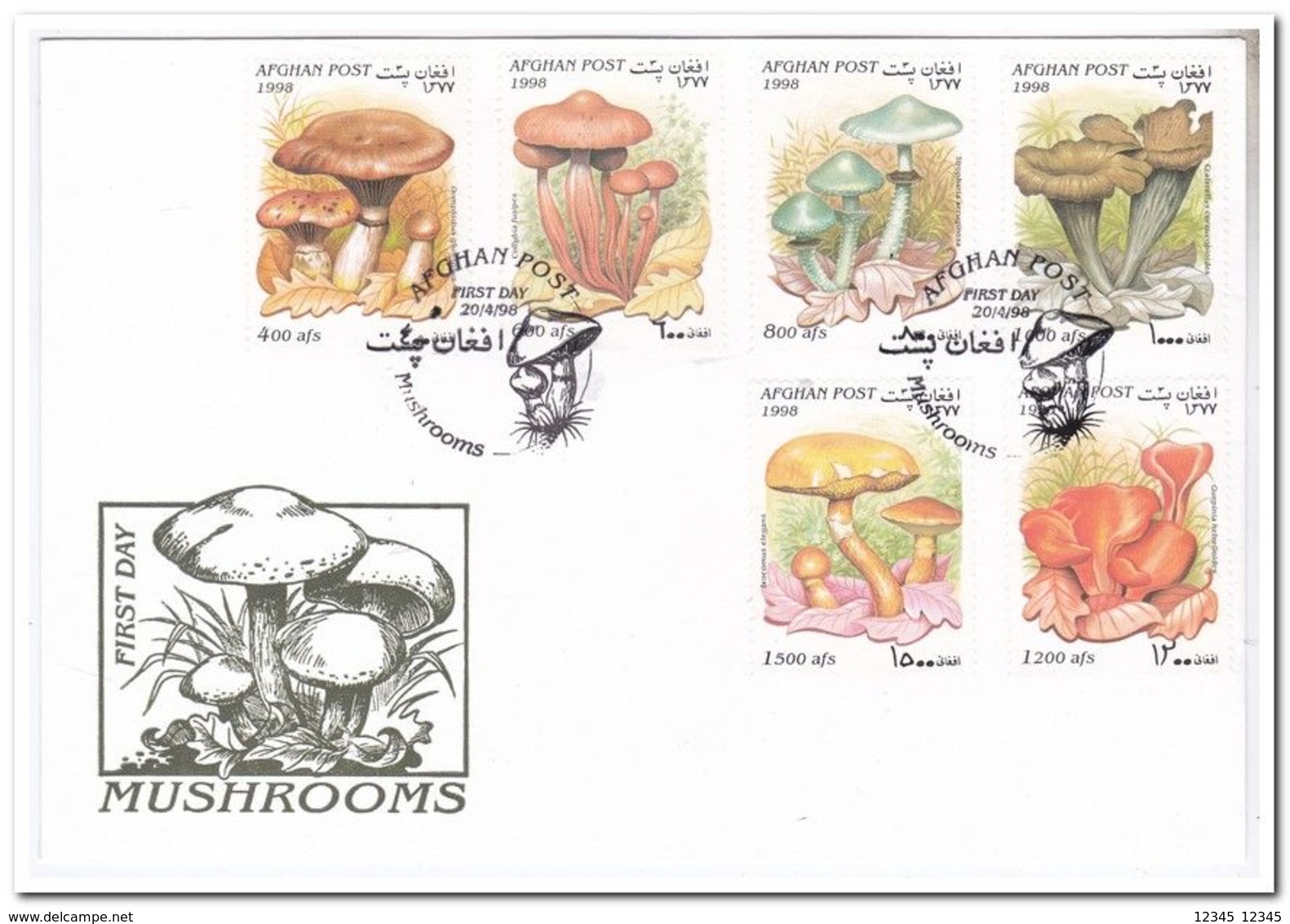 Afghanistan 1998, FDC, Mushrooms - Afghanistan