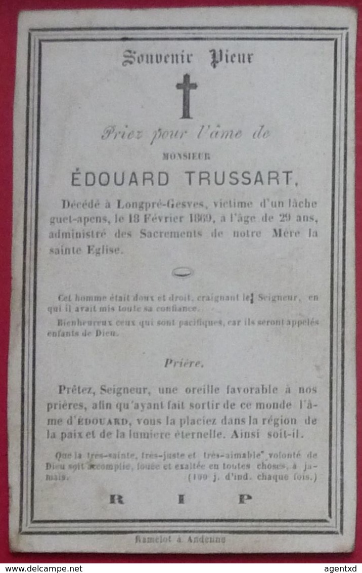 GESVES - HAVELANGE - COGNELEE - 5 FAIRE-PARTS DE DECES DE LA FAMILLE TRUSSART - Décès