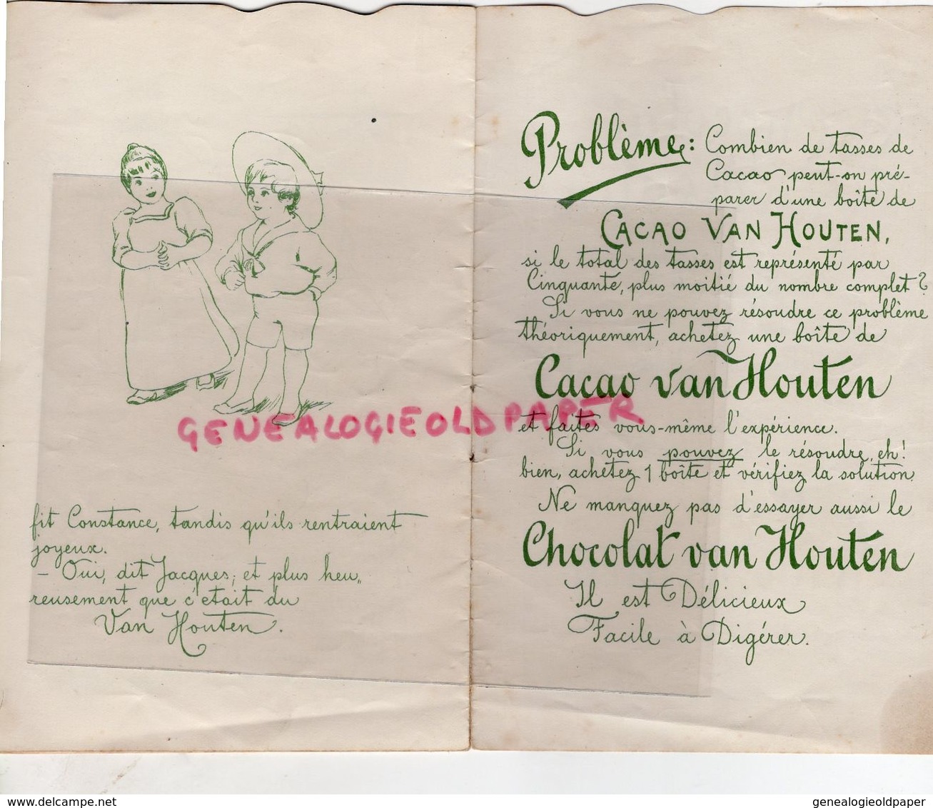 CHOCOLAT CACAO VAN HOUTEN- RARE LIVRET CHROMO BRAVES ENFANTS CONSTANCE JACQUES -IMPRIMERIE L.VAN LEER AMSTERDAM-PAYS BAS