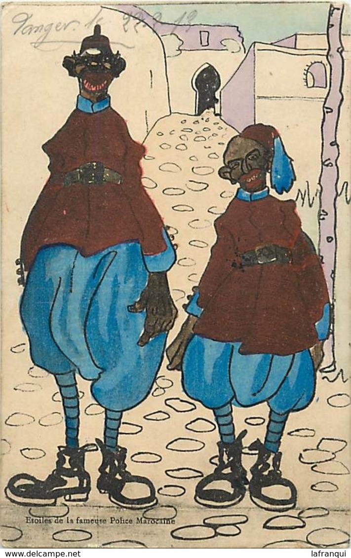 Themes Div-ref EE952bis -illustrateurs -illustrateur -maroc Humoristique -humour - Etoiles De La  Police Marocaine - 1900-1949